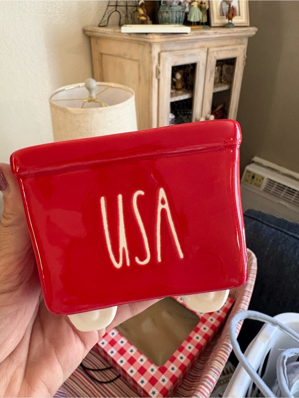 Rae Dunn Red USA Ceramic trinket or decor collectible